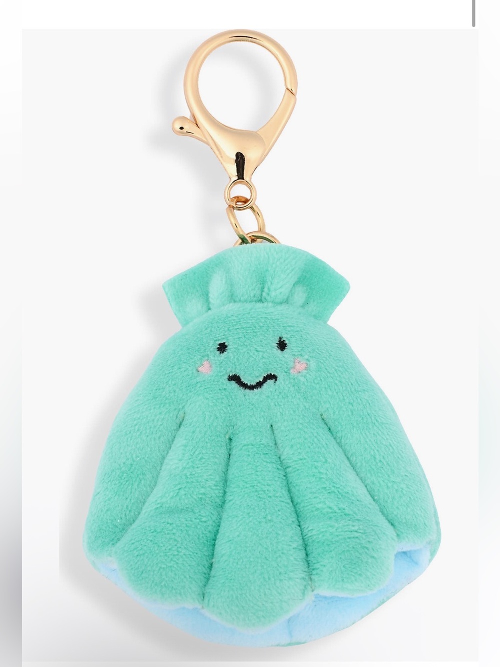 Leith Mint Green Plush Seashell Bag Charm with Gold Clasp